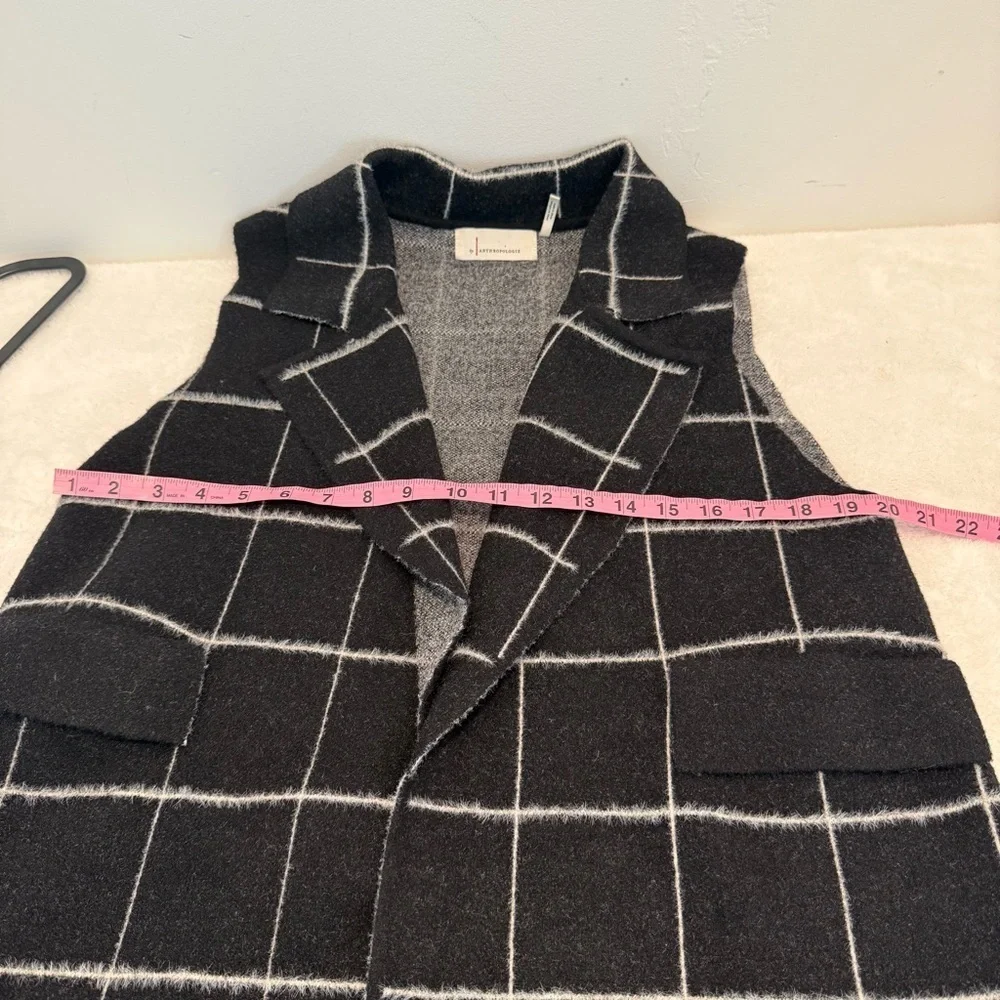 Anthropologie Quinn Windowpane Longline Duster Vest One Size OS